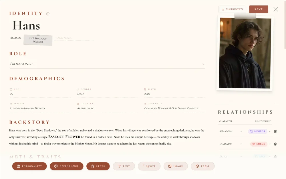 ForgeTales UI view